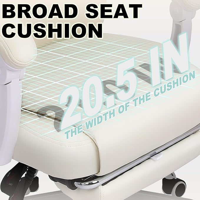 Misolant Big and Tall Office Chair with Footrest High Back Desk Chair with Linkage Armrest 90-155° Recline Executive Computer Chairs with Adjustable Height for Home