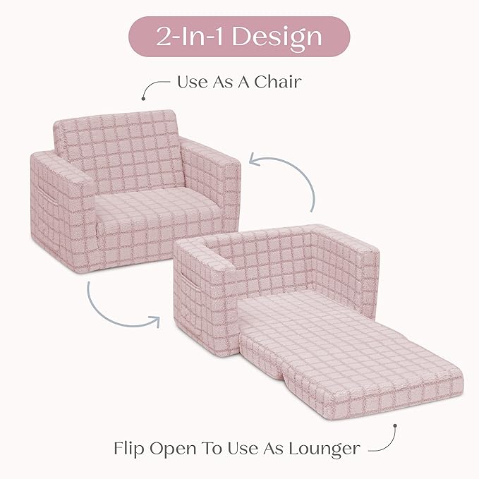 Delta Children Checkered Cozee Flip-Out Chair Pink