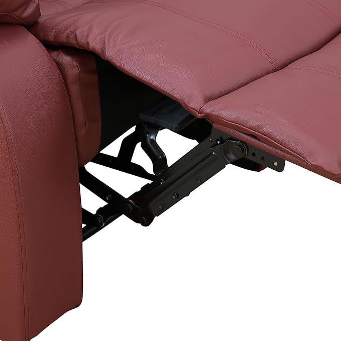 Manual Leather Recliner Chair Sofa for Living Room35 Ergonomic Reclining Chair with 10 Arm/Upholstered Seat/Metal FrameModern Single Couch for Rv Sofa/Home Theater Seating/Office(Red)