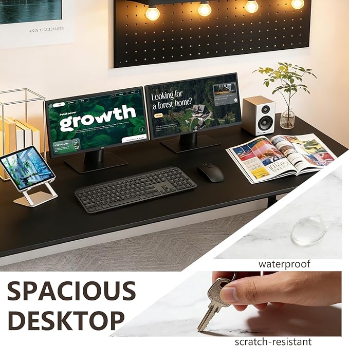 BestOffice Computer DeskHome Office Desk Modern Simple Style for Home Office Study Writing (Black 55 Inch)