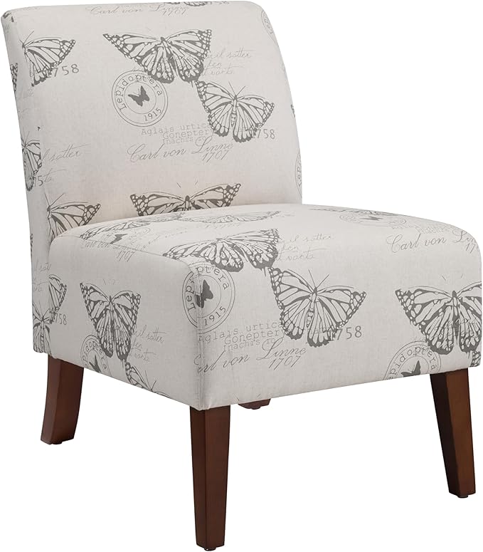 Linon Butterfly Dark Espresso Linen Lily Chair 21.5 W x 29.5 D x 31.5 H