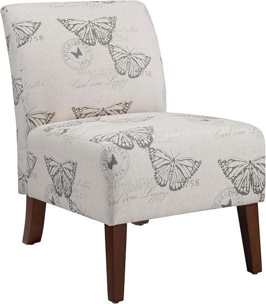 Linon Butterfly Dark Espresso Linen Lily Chair 21.5 W x 29.5 D x 31.5 H