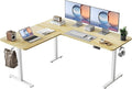 YIHAYO L Shaped Standing Desk Adjustable Height 63 x 55 Inches Electric Corner Standing Desk with Splice Board Computer Desk for Home Office Natural
