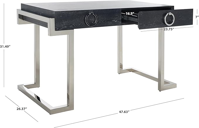 SAFAVIEH Couture Collection Maia Black Cerused Oak 2-Drawer Home Office Writing Desk