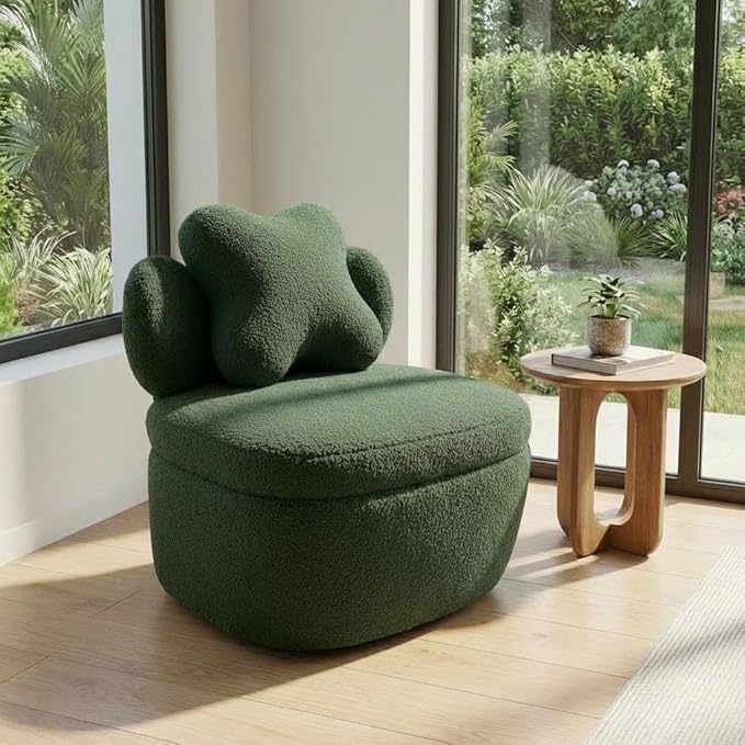 Teddy Velvet Swivel Accent Chair with Storage 360° Rotating Ergonomic Armchair Scratch-Resistant Upholstered Sofa Chair for Living Room Bedroom Nursery Apartment or Small Spaces 300 lbs Capacity