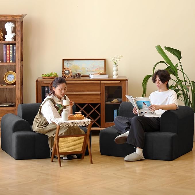 N&ampV Foam Sofa Made with All Foam Great for Livingroon and Bedroom (Black)