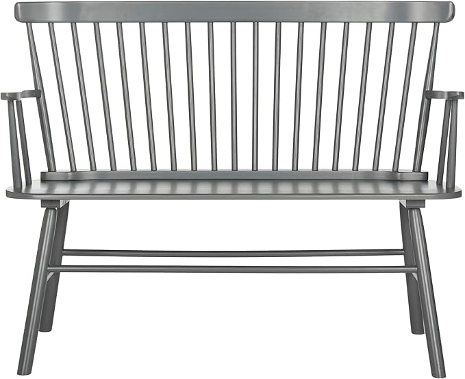 Spindleback Settee - 48 X 22.4 36 Grey Solid Colonial Country Farmhouse Rubberwood Wood