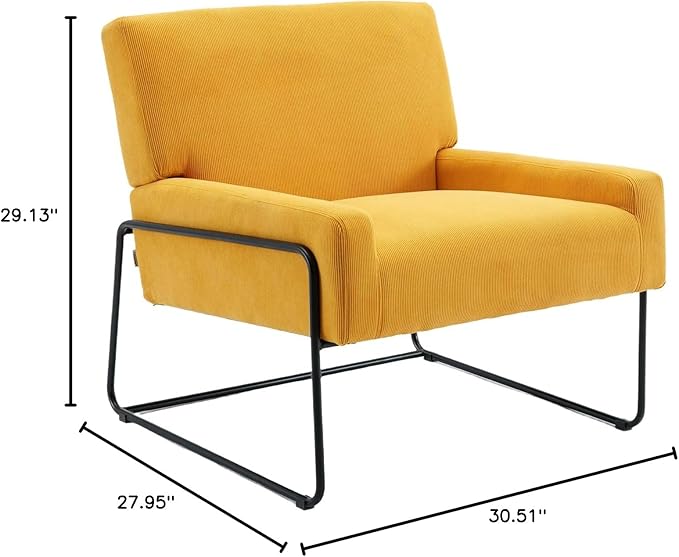Accent Chair - Modern Industrial Slant Armchair with Metal Frame - Premium High Density Soft Single Chair for Living Room Bedroom