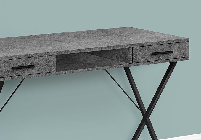 Computer Desk Home Office Laptop Left Right Set up Storage Drawers 42 l Work Grey Laminate Black Metal Contemporary Modern BD998