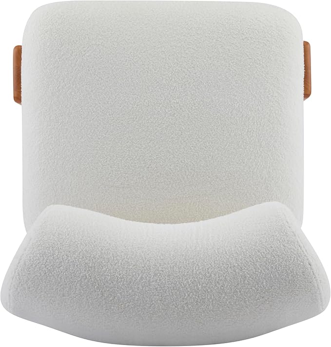 Christopher Knight Home Jillian Modern Boucle Upholstered Accent Chair Armless Living Room Single Lounge Sofa Comfy Reading Chair for Bedroom Low Profile Chair Milky White+Brown
