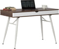 Calico Designs Alcove Modern Desk with Large Split Drawer Storage White/Chestnut