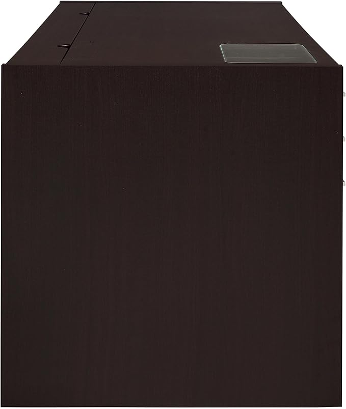 Contemporary Wood Computer Desk 60 W x 30 D x 30.75 H Cappuccino Finish 3 Drawers with Keyboard Drawer Modular Home Office Desk Modern Style