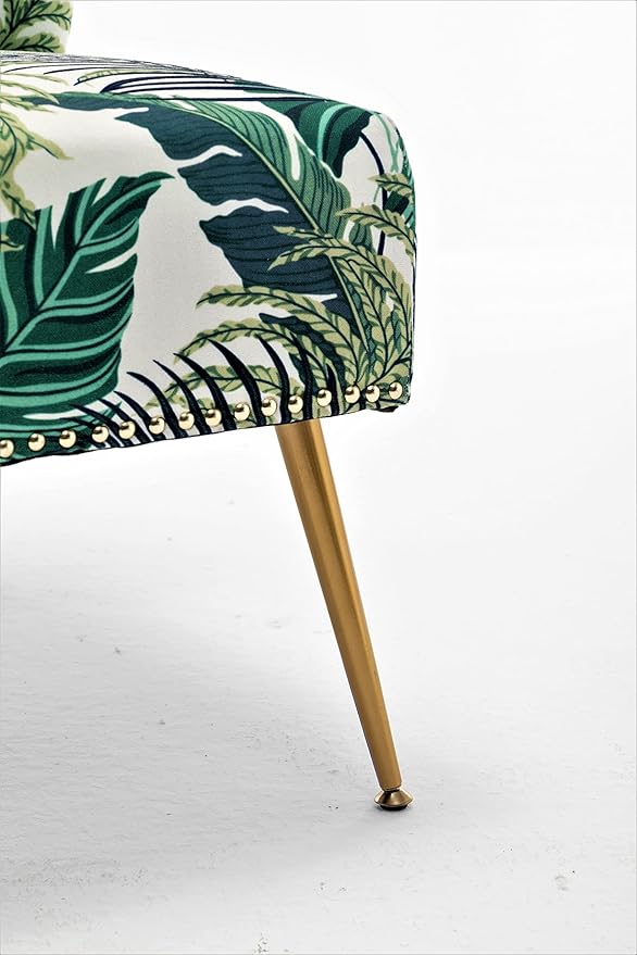 Thia Armless Accent Chair for Living Room Elegant Seat with Nailhead Trim Gold Metal Legs and Comfortable Curved Back 28 D x 25 W x 29.5 H 01 Floral Print