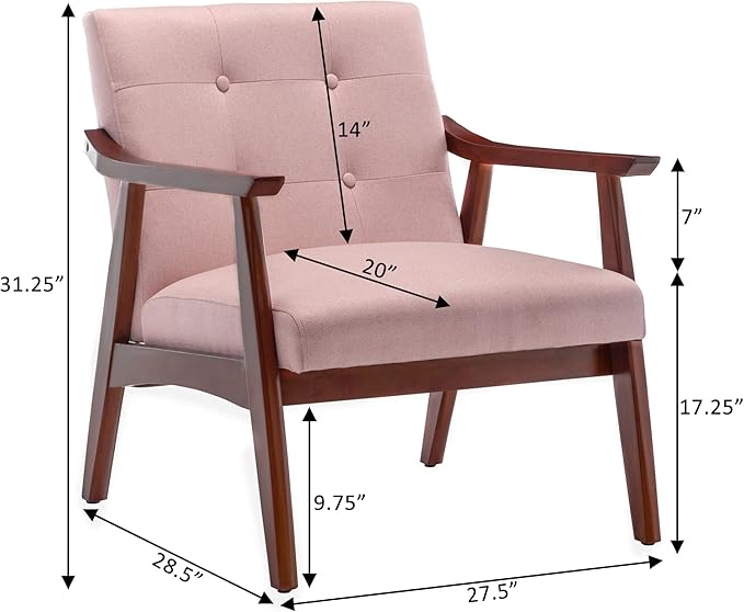 Convenience Concepts Take a Seat Natalie Accent Chair 28.5 L x 27.5 W x 31 H Pearl Pink Fabric/Espresso