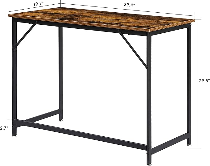 ivinta Computer Desk Industrial Home Office Desk with Metal Frame 40 Workstation for Small Spaces Living Room Bedroom Single (Vintage Easy Assemble)