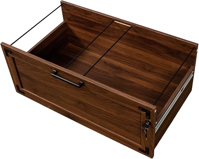 2 Drawer Farmhouse Small File Cabinet with Lock Under Desk Locking Storage Drawers Organizer Filing Cabinets for Home OfficeModern FurnitureWalnut