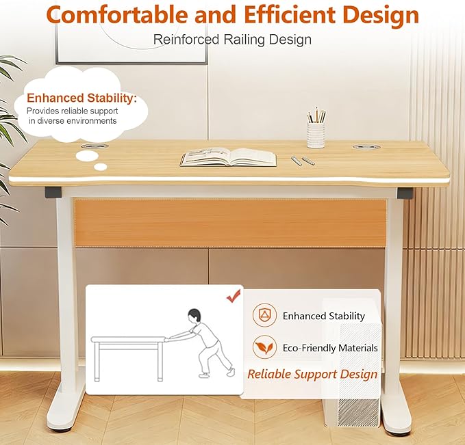 Gaming Desk Modern Simple Style Computer Desk with Sturdy Desktop for Home Office Bedroom Study Home Office Desk with Black Desktop Easy Assembly