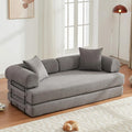 Convertible Folding Sofa Bed Modular Floor Sofa with Removable Backrest 3-Seater Fold Out Couch Bed with Pillows King Size Futon Lazy Couch Corduroy Sleeper for Living Room Dorm Grey