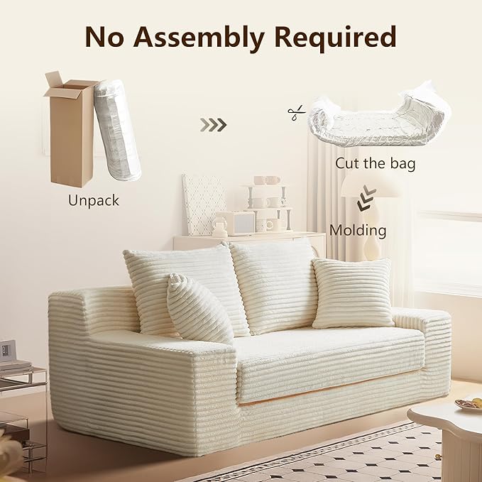70.9'' Loveseat Sofa 2 Seater Flannel Fabric Loveseat Couches Comfy Upholstered Modern Leisure Love Seat Couch with 2 Pillow Convertible Sofa Bed for Bedroom Office Living Room