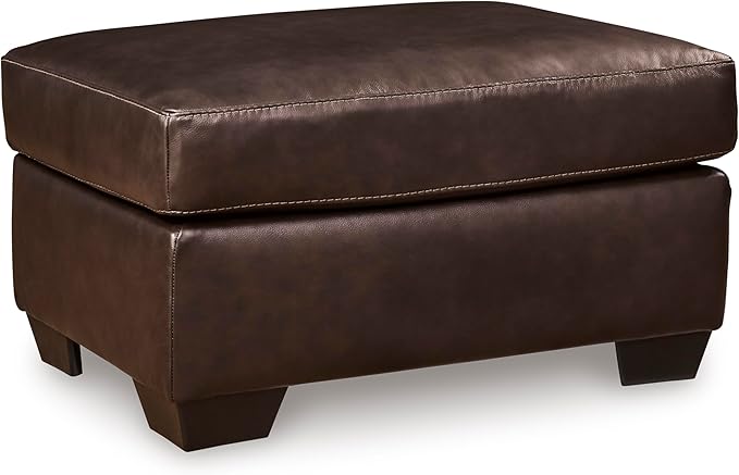 Signature Design by Ashley Santorine Classic Leather Match Rectangular Ottoman for Living Room Dark Brown
