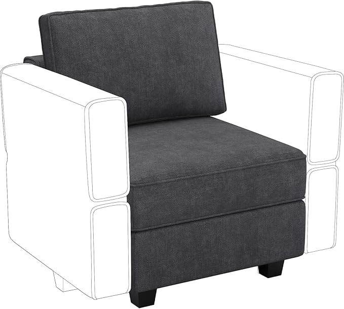 Belffin Terry Fabric Modular Sectional Sofa Middle Seat Module Couch Side Sectional Free Configuration Middle Part Dark Grey