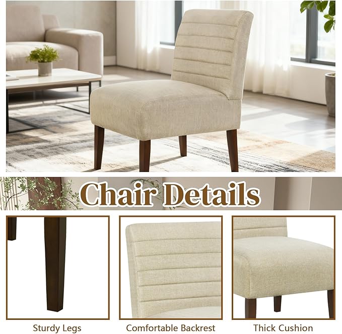 Anwick Beige Modern Accent Chair Mid Century Upholstered Living Room Chair with Wood Legs Comfy Small Accent Chair with Back for Small Spaces Office Bedroom Reading Spaces (Beige)