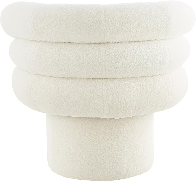 Christopher Knight Home Kayah Upholstered 360° Swivel Accent Chair Teddy Fleece Swivel Barrel Chair Modern Vanity Chair for Living Room Bedroom White