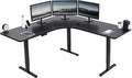 VIVO Electric Height Adjustable 71 x 71 inch Curved Corner Stand Up Desk Black Table Top Black Frame Memory Controller L-Shaped Workstation E3C Series DESK-KIT-E3CB2