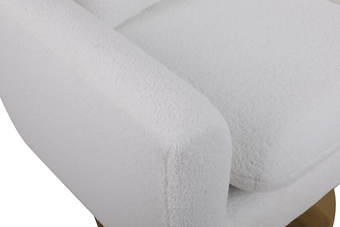 JOSHEN 360 Swivel Accent Chair IndoorModern Linen ArmchairComfortable Upholstered Lounge Chair with Metal Base for Living RoomApartmentOfficeWhite