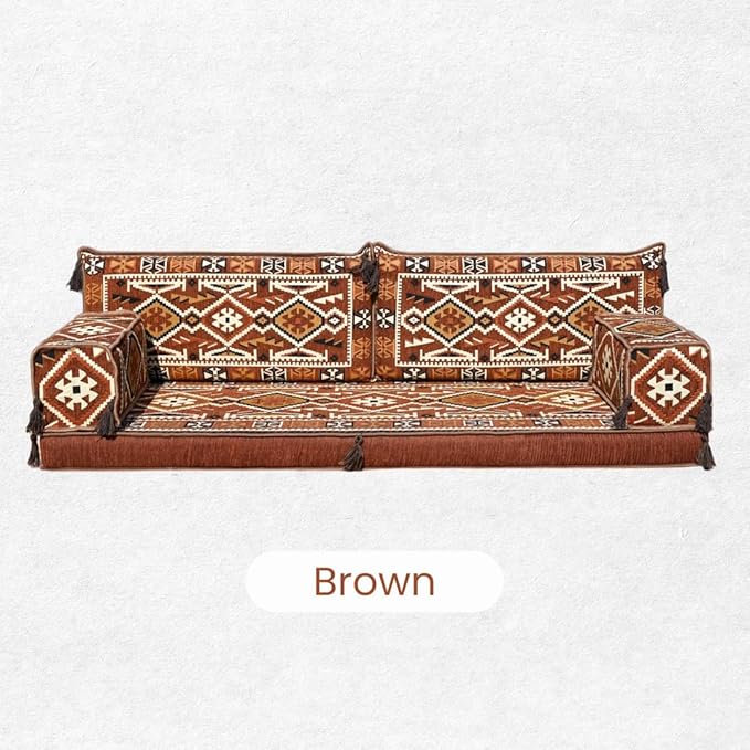 Loveseat Floor Cushions Custom Floor Sofas Arabic Majlis Reading Nook Single Sofa Turkish Sofa Sectional Sofa Entryway Sofa (Brown)