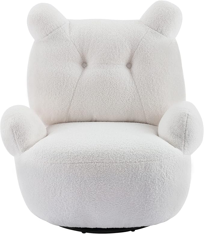 Swivel Accent Chair Short Plush Particle Velvet Armchair360 Degree Swivel Barrel Chair for Living Room Hotel Bedroom Office Lounge
