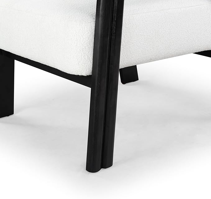 SAFAVIEH Couture Collection Roslina Ivory Boucle/Black Accent Chair (Fully Assembled)