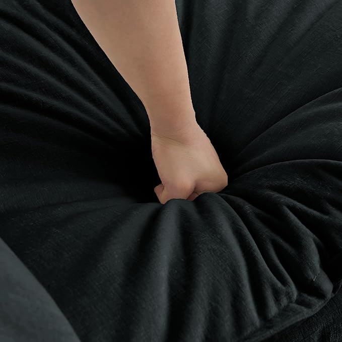 Soft Chenille Ottoman Footrest for Sectional Sofa - Comfortable Upholstered Seat Cushion Black