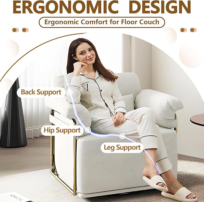 Swivel Accent Chairs 360 Swivel arm Chairs for Bedroom Club Chair with Back Gold Frame Tall Base for Office and Living Room (Beige)