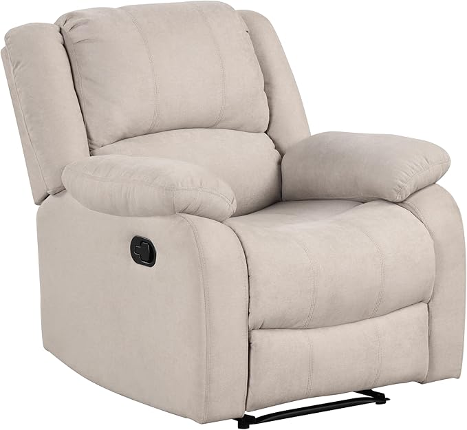 Textured Fabric Recliner Chair with Pillowtop Arms - Modern Living Room Seating