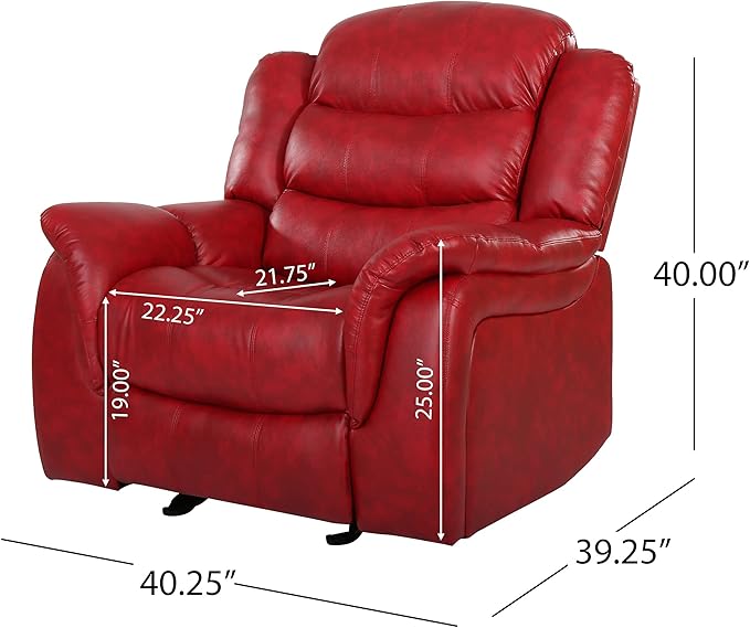 Christopher Knight Home Hawthorne Glider Recliner Leather Oxblood Red