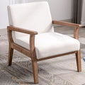 VESCASA 23.2 W Accent Chair with Arms Comfy Farmhouse Side Chair with Upholstered Seat Mid Century Modern Reading Chair with White Wash Wood Legs for Living Room/Bedroom White Linen