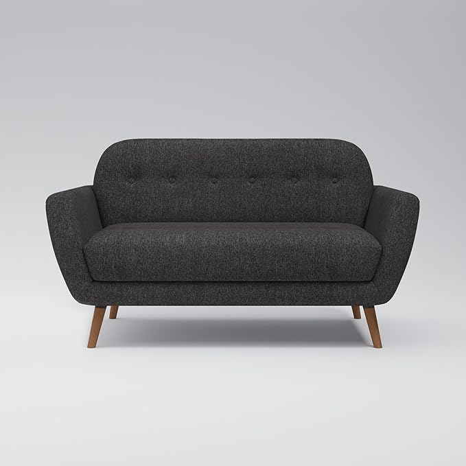 Artdeco Home Oakland loveseat Sofa – mid-Century Modern Style Soft Fabric Upholstery Design for Small Spaces Living Room and Apartment Easy Assembly (Polyester Charcoal)