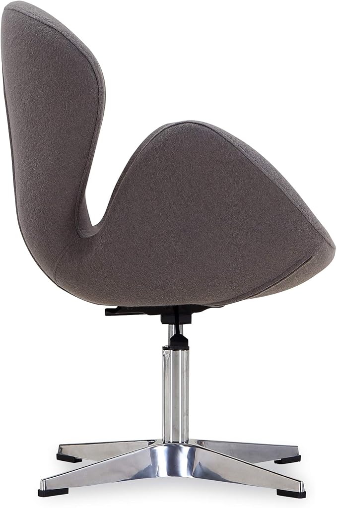 Manhattan Comfort Raspberry Adjustable Swivel Accent Chair with 360° Turn Polished Chrome Base Modern Retro Design Versatile Seat Ideal for Any Room Set of 1 Grey