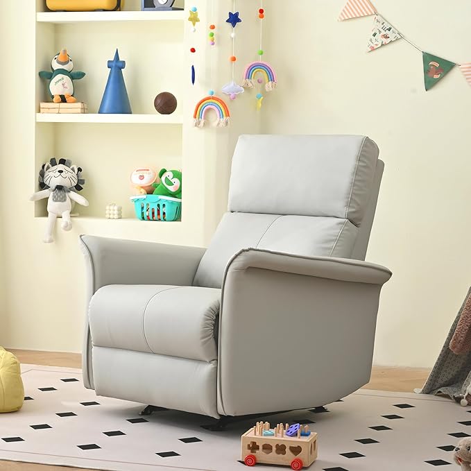 KEIKI Swivel Rocker Recliner Chair for Adults Rocking Recliner Chair Glider Rocking Chair Reclining with Modern-Designed Armrests Nursery Recliner for for Small Spaces/Living Room/Bedroom/Nursing