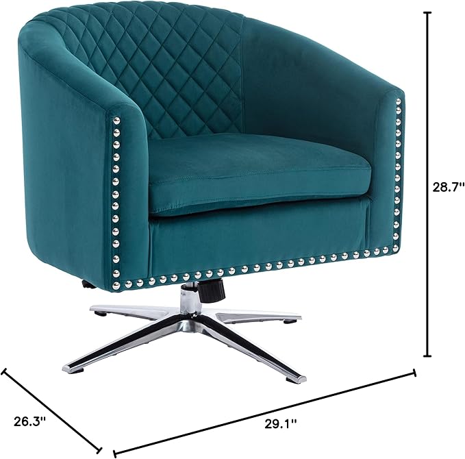 Swivel Barrel Chair Living Room Chair with Nailheads and Metal Base