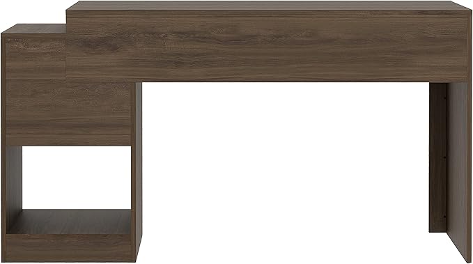 Expandable Desk with Storage Drawers &amp Open Shelf - Expands from 47 Inch to 57 Inch - Walnut Computer Desk with Printer Space - Modern Home Office Table with Drawers - Techni Mobili Blanco Collect