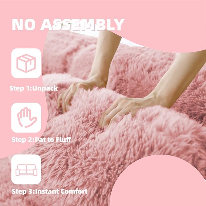 114.7 Modular Boneless Sofa Modern Sectional Couch U-Shape Boneless Couch for Living Room Apartments Bedroom 32D High Density Sponge Lounge Sofa No Assembly Required Pink