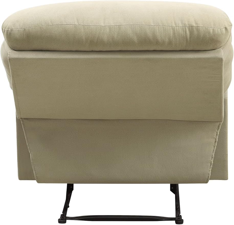 Beige Microfiber Recliner Chair with Pillow Top Armrests - Comfortable &amp Stylish Relaxing Chair for Living Room