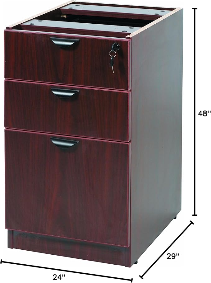 Boss Office Products 48 x 24 Desk with File Pedestal Mahogany