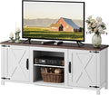 WLIVE Modern Farmhouse TV Stand for TVs up to 65 Entertainment Center with X-Shaped Barn Doors Large Storage Media TV Console with Adjustable Shelves &amp Cable Holes for Living Room White