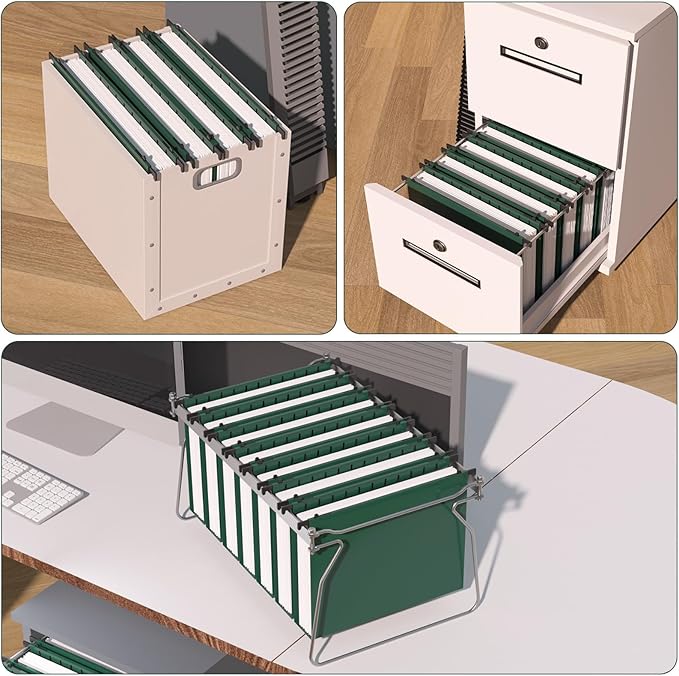 Plastic Hanging File Folder Extra Capacity12 Pack Reinforced Hang Folders with Heavy Duty 2 Inch ExpansionFiling Cabinet Folders Letter SizeHanging Organizer Designed for Bulky Files(Green)