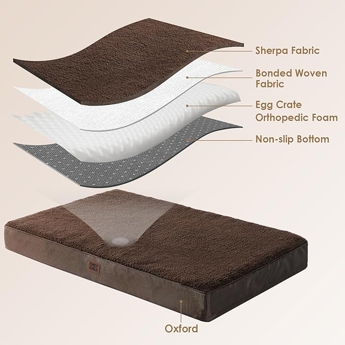 EHEYCIGA Orthopedic XXL Dog Beds for Jumbo Dogs with Removable Washable CoverBrown 50x36