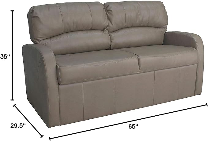 RecPro Charles 65 Jack Knife RV Sleeper Sofa with Arms | RV Furniture | Zero Wall Hugger (Putty)