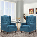 Wingback Recliner Chair with Massage and Heat Tufted Fabric Push Back Recliner Chair for Living Room Vintage Wingback Chair with Remote Control Padded Cushion Backrest Wooden Legs